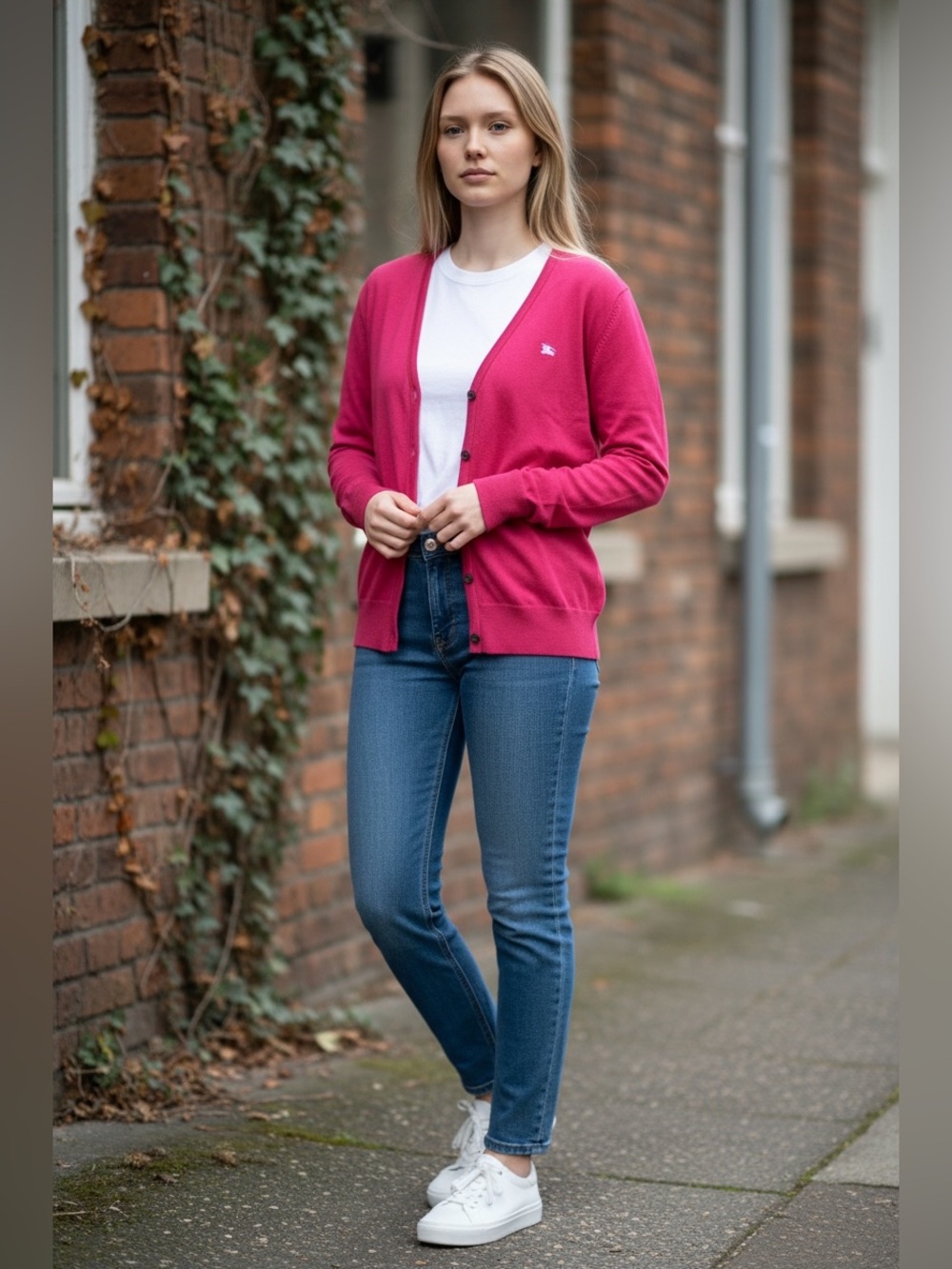 Burberry Pink V-Neck Button Cardigan